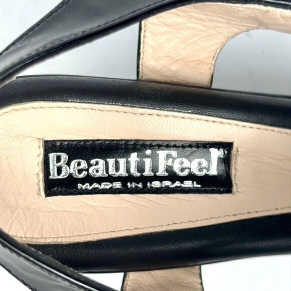 New BeautiFeel Adele Black Leather Patent Leather Heeled Sandal EUR 42 US 11 - Picture 13 of 16
